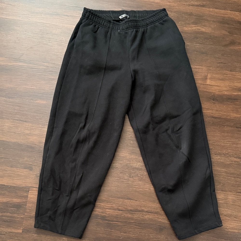 Zara TAPERED PLUSH PANTS Black